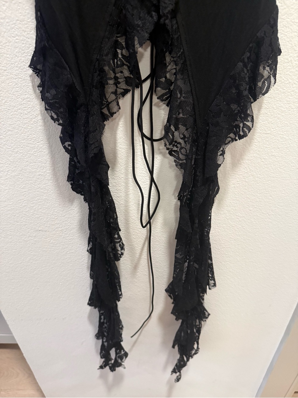 Black Gothic Fairycore Lace Handkerchief Hem Corset Style Tank - Picture 10 of 15